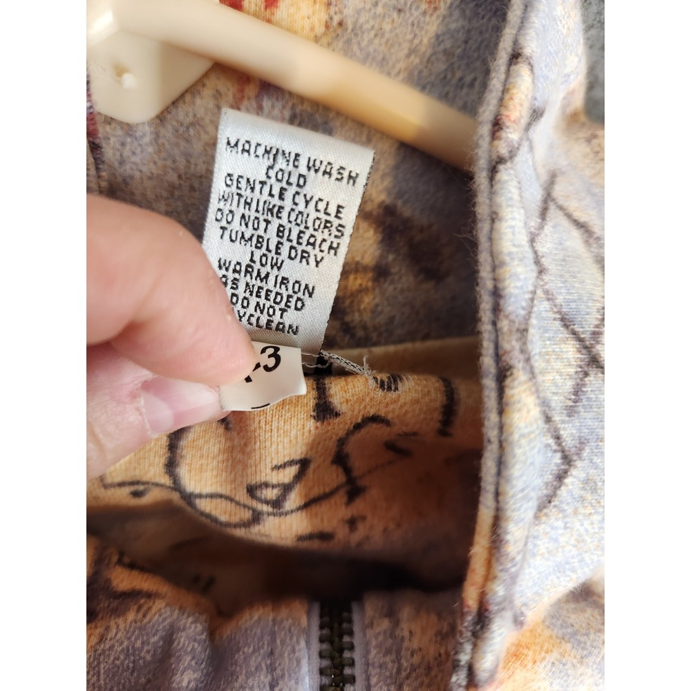 Chico's Jacket Oversized 100% Cotton Primitive Print Zippered Women's Sz 3 (XL) - Picture 7 of 7